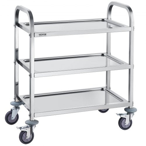 VEVOR?Stainless Steel Cart,?3 Layers?Lab Utility Cart?400 lbs Weight Capacity,?Medical Cart?with Lockable Universal Wheels, for Lab, Clinic, Kitchen, Salon