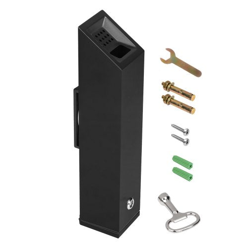 Cigarette Butt Receptacle, Stainless Steel Cuboid Cigarette Butt Container, Wall Mounted and Weatherproof Outdoor Cigarette Butt Disposal for Garden, Office, Restaurant, Hotel, Bar, Black