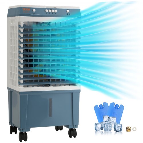 VEVOR Evaporative Cooler, 1400 CFM Air Cooler, 84¡ã Oscillating Swamp Cooler ,5 Gal Portable Air Cooler for 550 Sq.ft with 3 Speeds Adjustable Control, Indoor Outdoor Use, FCC Listed