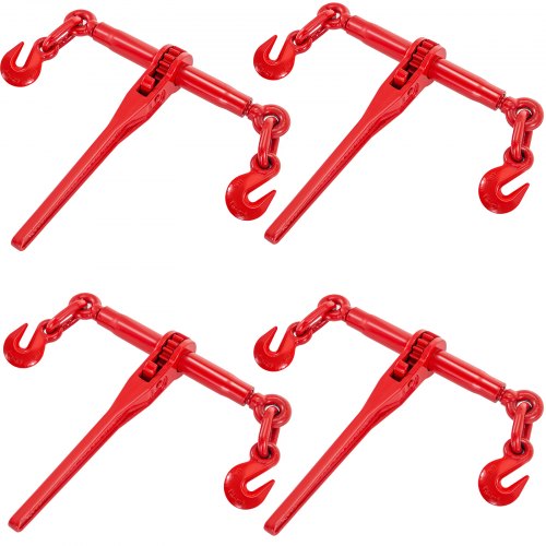 9215LBS 3/8\' ¨C 1/2\' Ratchet Binders 9,215 LBS Secure Working Load, G70 Hooks and Adjustable Length, for Grade 70-80 Chains, Tie Down, Hauling, Towing, 4-Pack, Red