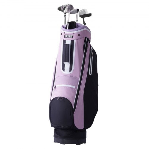 Golf Cart Bag with 14 Way Organizer Divider Top, 36¡± Multiple Pockets Premium Cart Bag, Durable Golf Bags with Handles & Dust Cover & Detachable Strap for Men & Women, Black Purple