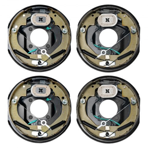 Electric Trailer Brake Assembly, 10' x 2-1/4', 2 Pairs Self-Adjusting Electric Brakes Kit for 3500 lbs Axle, 4-Hole Mounting, Backing Plates for Brake System Part Replacement (2 Right + 2 Left)
