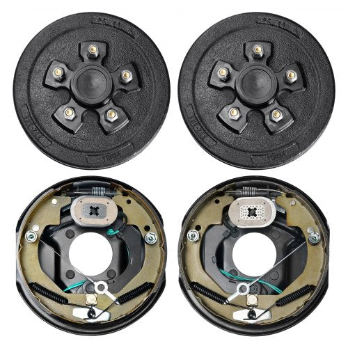 Trailer Hub Drum Kits 5 on 4.5' B.C. with 10' x 2-1/4' Electric Brakes, Self-Adjusting Trailer Brake Assembly for 3500 lbs Axle, 4-Hole Mounting, Backing Plates for Brake System Part Replacement
