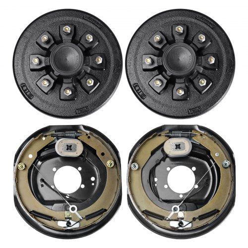 Trailer Hub Drum Kits 8 on 6.5' B.C. with 12' x 2' Electric Brakes, Self-Adjusting Trailer Brake Assembly for 7000 lbs Axle, 5-Hole Mounting, Backing Plates for Brake System Part Replacement