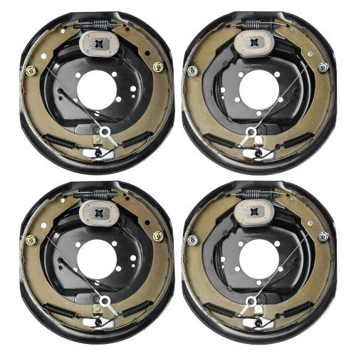 Electric Trailer Brake Assembly, 12' x 2', 2 Pairs Self-Adjusting Electric Brakes Kit for 7000 lbs Axle, 5-Hole Mounting, Backing Plates for Braking System Part Replacement (2 Right + 2 Left)