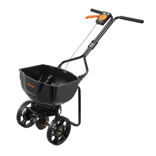 Walk-Behind Spreader, 9.8ft Spreading Width, Push Broadcast Spreader with 10' All-Terrain Tires, Adjustable Flow Control, 15lbs Capacity Hopper, Lawn Spreaders for Fertilizer Seed Small Home Use