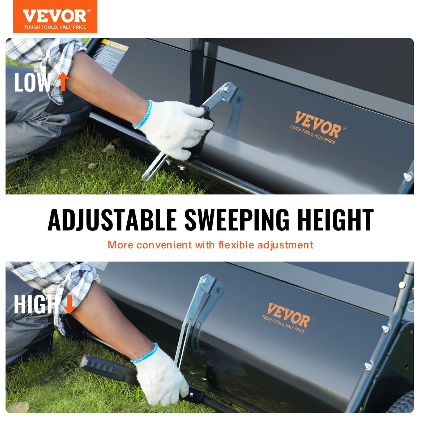 Lawn Sweeper Tow Behind Leaf Yard Collector 42.5 25 Cu. Ft. Adjustable
