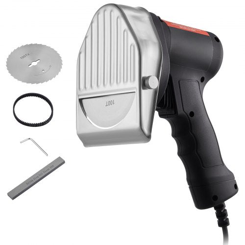 Electric Shawarma Knife, 80W Professional Turkish Kebab Knife, Commercial Stainless Steel Gyro Cutter, Doner Kebab Meat Slicer with 2 Blades, ¦µ4'/100mm Blade Diameter, 0-8mm Adjustable Thickness