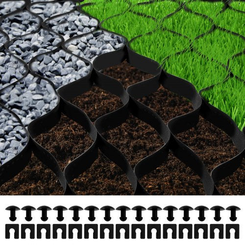 VEVOR Ground Grid, 1885 lbs per Sq Ft Load Geo Grid, 2 Depth Permeable Stabilization System for DIY Patio, Walkway, Shed Base, Light Vehicle Driveway, Parking Lot, Grass, and Gravel