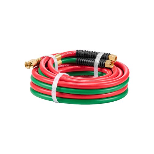 Oxygen Acetylene Hose, 1/4-Inch x 15FT Oxy Acetylene Hose with 9/16'-18 B Fitting, 300PSI T Grade Welding Cutting Torch Twin Hose, Compatible with Oxygen, Acetylene, Propane and Other Fuel Gases