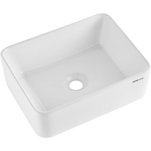 Rectangle Vessel Sink, 16' x 12' Bathroom Vessel Sink Countertop, White Ceramic Bathroom Sinks Above Counter, Modern Style, Bright and Elegant, Well-Packaged for Bathroom, Hotel, Toilet, RV