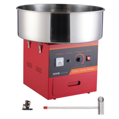 Electric Cotton Candy Machine, 1000W Candy Floss Maker, Commercial Cotton Candy Machine with Stainless Steel Bowl, Sugar Scoop, and Drawer, Perfect for Home Kids Birthday, Family Party, Red