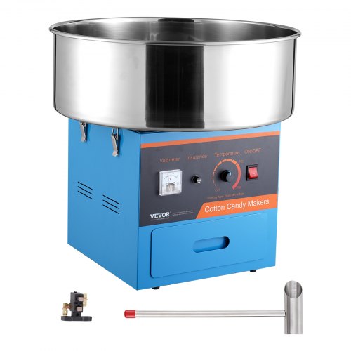 Electric Cotton Candy Machine, 1000W Candy Floss Maker, Commercial Cotton Candy Machine with Stainless Steel Bowl, Sugar Scoop, and Drawer, Perfect for Home Kids Birthday, Family Party, Blue