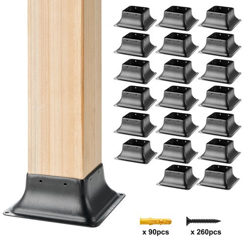 4x4 Post Base 20Pcs, Internal 3.6'x3.6' Heavy Duty Powder-Coated Steel Post Bracket Fit for Standard Wood Post Anchor, Decking Post Base for Deck Porch Handrail Railing Support
