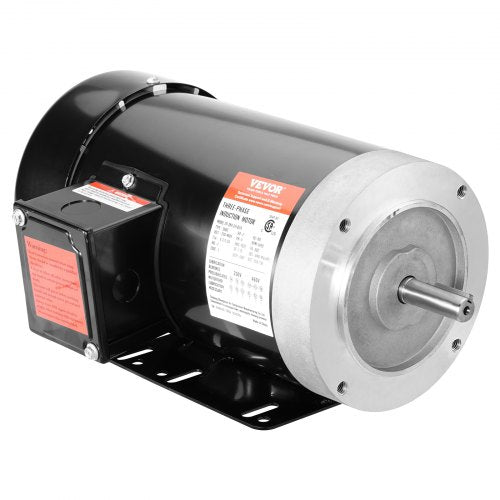 2HP Electric Motor 3450 rpm, AC 230V/460V, 56C Frame, Air Compressor Motor 3-Phase, 5/8' Keyed Shaft, CW/CCW Rotation for Agricultural Machinery and General Equipment
