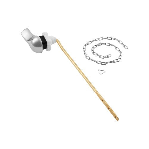 Toilet Handle Replacement Kit, Front Mount Universal Toilet Handle, Toilet Handle Lever with Stainless Steel Flapper Chain, Toilet Flush Handle Fits Various Toilet Tanks, Chrome Finish, Silver