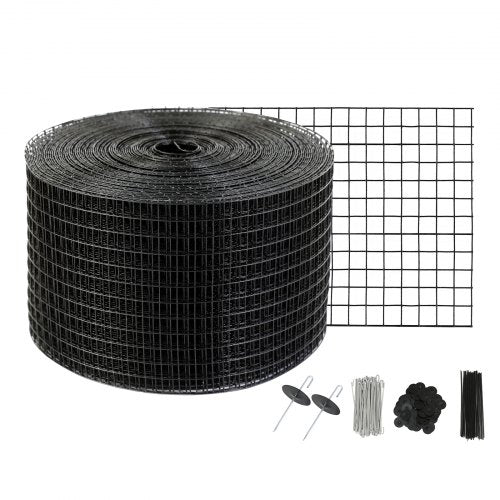 VEVOR 8 inch x 100ft Solar Panel Bird Guard, Critter Guard Roll Kit with 100pcs Stainless Steel Fasteners, Solar Panel Guard with Rust-proof PVC Coating, 1/2 inch Wire Roll Mesh