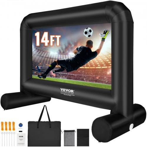 Inflatable Movie Screen, 14 FT Inflatable Projector Screen for Outside with Blower and Carrying Bag, Front/Rear Projection, Oxford Fabric Blow Up Screen for Outdoor Parties Backyard Movie Night