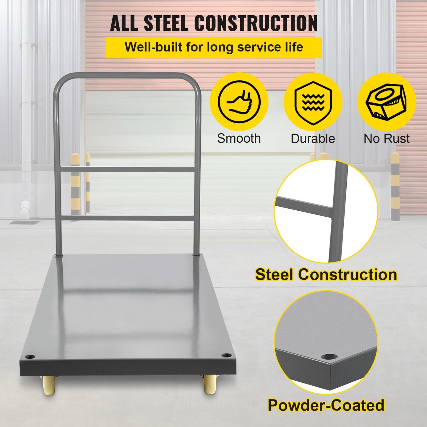 VEVOR Platform Truck 2000 lbs Capacity 47 x 24 x 32 Flatbed Cart Hand Truck