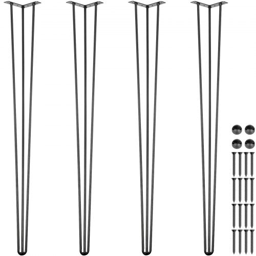 Hairpin Table Legs 40\' Black Set of 4 Desk Legs 880lbs Load Capacity (Each 220lbs) Hairpin Desk Legs 3 Rods for Bench Desk Dining End Table Chairs Carbon Steel DIY Heavy Duty Furniture Legs