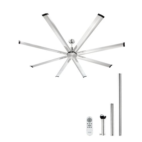 84 In Ceiling Fan without Light, 6-Speed Remote Control, Aluminum 8-Blade, Reversible DC Motor, Modern Low Profile Flush Mount Fan for Bedroom, Living Room, Patio, Indoor/Outdoor, Brushed Nickel