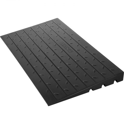 VEVOR Rubber Threshold Ramp, 4 Rise Threshold Ramp Doorway, 3 Channels Cord Cover Rubber Solid Threshold Ramp, Rubber Angled Entry Rated 2200 Lbs Load Capacity for Wheelchair and Scooter