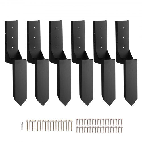 Fence Post Anchor Repair Kit, 6 Pack Inner Diameter 3.5 x3.5 Inches Heavy Duty Steel Fence Post Support Stakes, Anchor Ground Spike for Repair Tilted, Broken Wood Fence Post, Enveloping