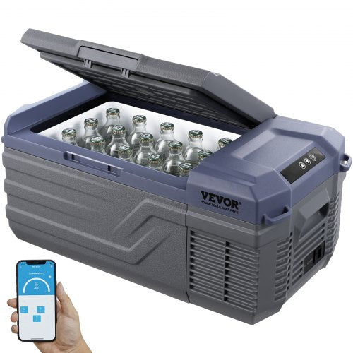 Car Refrigerator, 12 Volt Car Refrigerator Fridge, 15 L Single Zone Portable Freezer, -4¨H-68¨H Adjustable Range, 12/24V DC and 100-240V AC Compressor Cooler for Outdoor, Camping, RV