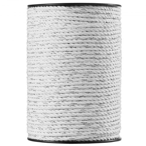 Electric Fence Wire, 656Ft 200M Portable Polywire, 1/4' Diameter 6 Stainless Steel Strands for Reliable Conductivity and UV, Rust Resistance, Fencing Rope Line for Horse, Cattle, Livestock