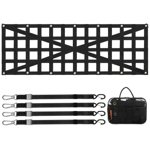 Tailgate Net, 54 in x 18 in, Heavy Duty Cargo Net for Truck Bed with 4 Adjustable Telescopic Straps, Cross-reinforced Design, Extendable & Durable, Suitable for Pickup, Truck, Trailer, Jeep, SUV
