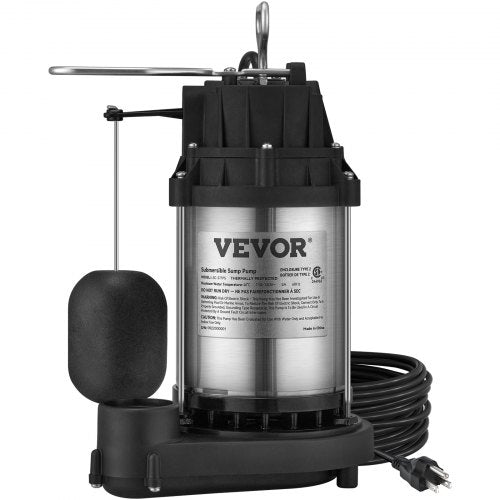 Sump Pump, 1/2 HP 3960 GPH, Submersible Stainless Steel Water Pump, 1-1/2' NPT Discharge With 33 ft Cord, Automatic Float Switch with Piggy-back Plug, for Indoor Basement Water Basin