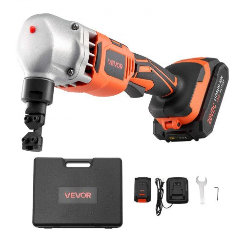 Cordless Metal Nibbler, with 18 V 2000 mAh Battery, 1200 RPM Brushless Motor, Electric Nibbler Metal Cutter with Plastic Carrying Case for Cutting Stainless Steel, Aluminum, and Copper Sheet
