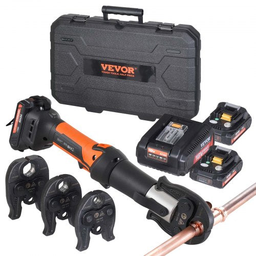 Mini ProPress Tool, 18V Electric Pipe Crimping Tool for 1/2', 3/4', 1' Copper Pipes, Press Tool Kit with 3 Pro Press Jaws, 2pcs 18V 2AH Battery, Fast Charger & Carrying Case