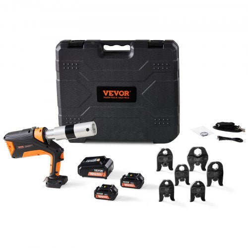 Professional 18V Cordless Pipe Crimper, suitable for 1/2'-2' Stainless Steel, Copper, PEX Tubing, features 360¡ã Swivel, Brushless Motor & includes 6 Crimping Jaws