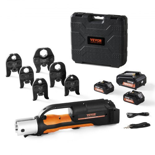Pro Press Tool, 18V Electric Pipe Crimping Tool for 1/2' to 2' Stainless Steel, Copper, PEX Pipes, Press Tool Kit with 6 Pro Press Jaws, 2PCS 4AH Battery, Fast Charger & Carrying Case