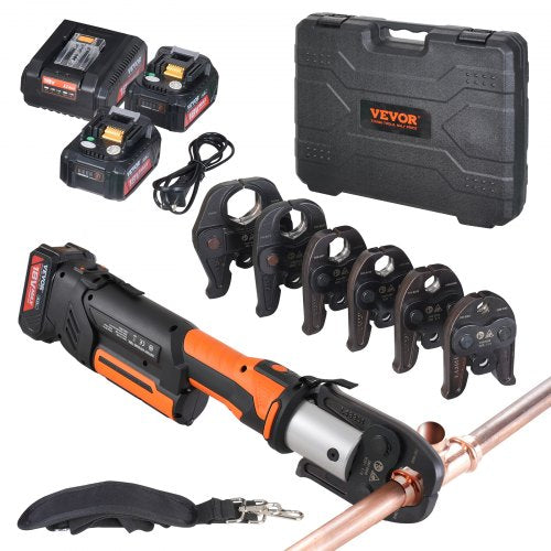 ProPress Tool, 18V Electric Pipe Crimping Tool for 1/2¡±, 3/4¡±, 1¡±, 1 1/4', 1 1/2', 2' Copper Pipes, Press Tool Kit with Brushless Motor, 6 Pro Press Jaws, 2pcs 4AH Battery