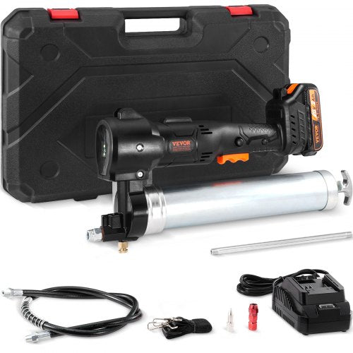 Cordless Grease Gun, 20-Volt, 10,000 PSI, 39' Long Hose, Electric Grease Gun Kit Professional High Pressure Battery Powered Grease Gun with Carrying Case, Battery and Charger Included, Black
