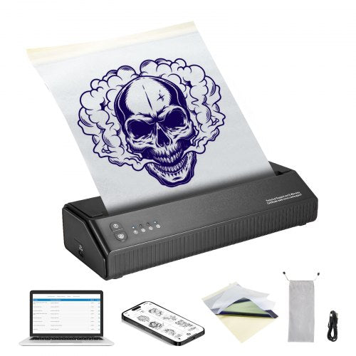 Tattoo Stencil Printer, Wireless Bluetooth Tattoo Printer Transfer Stencil Machine with 10Pcs Transfer Paper, Compatible for iOS£¦Android Phone, iPad£¦PC (with Storage Bag)