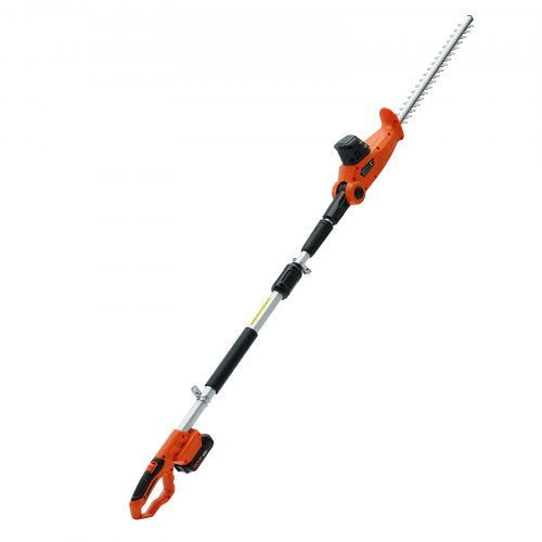 VEVOR 20V Cordless Hedge Trimmer, 18 inch Double-edged Steel Blade, Pole Hedge Trimmer Kit 20V Battery, Fast Charger Included, 74-94 Telescoping Design for High Branches