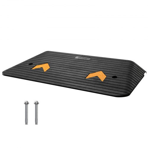 VEVOR Upgraded Rubber Threshold Ramp, 3 Rise Door Ramp with 1 Channel, Natural Rubber Car Ramp with Non-Slip Textured Surface, 33069 lbs Load Capacity Curb Ramp for Wheelchair and Scooter