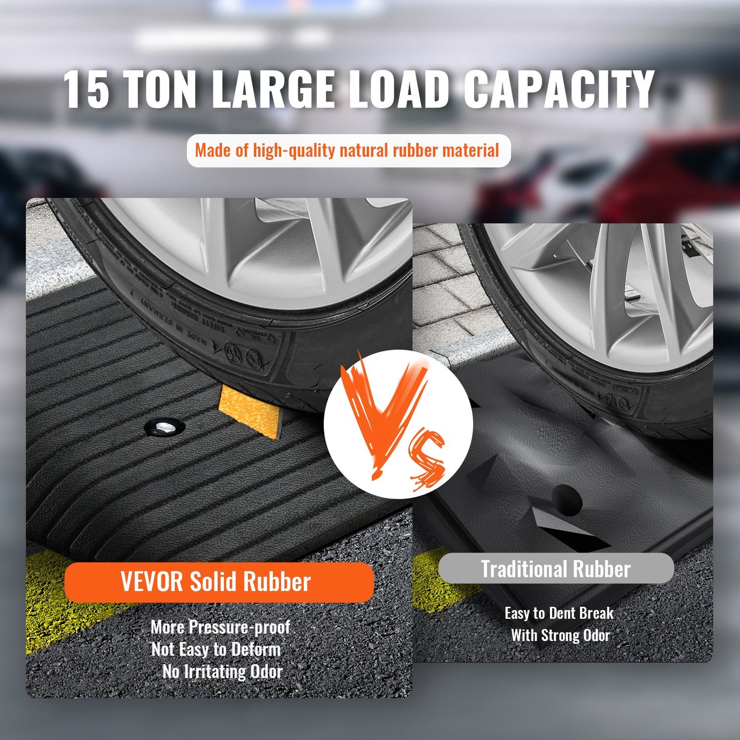 VEVOR Upgraded Rubber Threshold Ramp, 3 Rise Door Ramp with 1 Channel, Natural Rubber Car Ramp with Non-Slip Textured Surface, 33069 lbs Load Capacity Curb Ramp for Wheelchair and Scooter