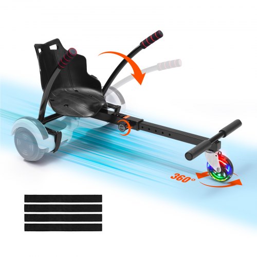 Hoverboard Seat Attachment, for 6.5' 8' 8.5' 10' Hoverboards, with LED Lights, Grips Control, Adjustable Frame Length and 220 LBS Load Capacity, Hover Board Go Karts Accessory, for Kids Adults
