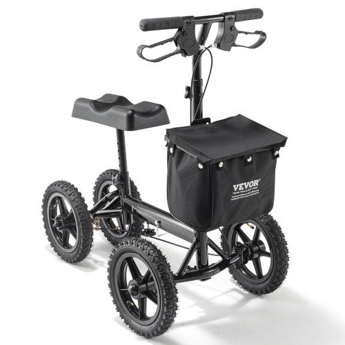 Folding Knee Scooter, Aluminum Steerable Knee Walker with Height-Adjustable Handlebar & Knee Pad, 12' All-Terrain Wheels, Dual Brakes, Leg Recovery Scooter for Broken Ankle Foot Injuries, 350LBS