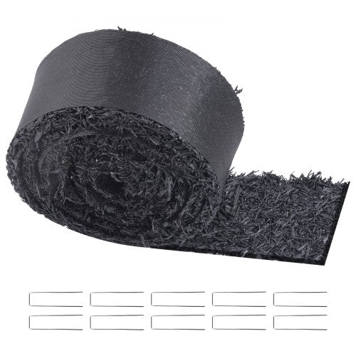 Rubber Mulch for Landscaping, Recycled Rubber Mulch Mat 120 x 4.5 in, Permanent Rubber Pathway, Natural-Looking Black Mulch Garden Edging Border for Plants, Vegetables & Flower Garden Barrier