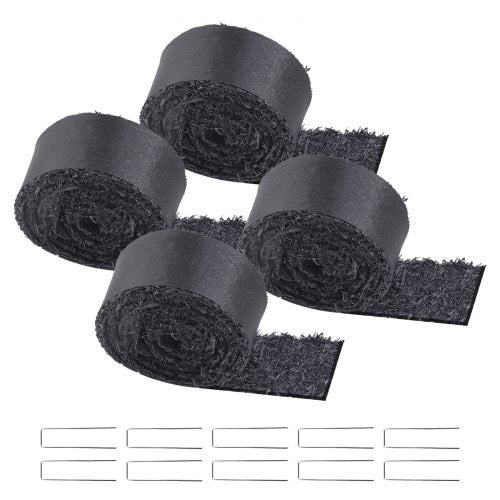 Rubber Mulch for Landscaping, 4 Rolls Recycled Rubber Mulch Mat 120 x 4.5 in, Permanent Rubber Pathway, Natural-Looking Black Mulch Garden Edging for Plants, Vegetables & Flower Garden Barrier