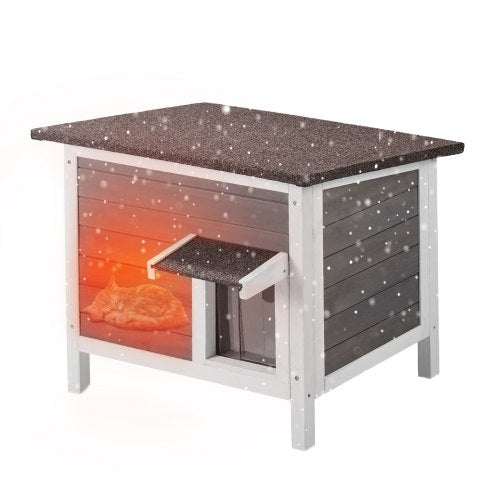Outdoor Cat House Weatherproof, Feral Cat Shelter for Multiple Cats, Outdoor Wooden Cat Rabbit House with All-Round Foam Insulated, Open Roof, PVC Door Flaps, 24'L x 20'W x 21'H