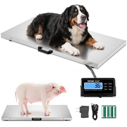 Livestock Scale 700LBS, Dog Scales Large Platform 40.6x20.9Inch Stainless Steel Vet Scale Industrial Floor Scale Large Animal Scale  Pig Scale Goat Weight Scale Pet Digital Scale