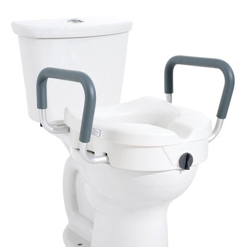 Raised Toilet Seat, 5' Height Raised, 350 lbs Weight Capacity, for Round and Elongated Toilet, Twist Lock Installation,19.1' - 21.7' Adjustable Width, for Elderly, Handicap, Patient, Pregnant, M