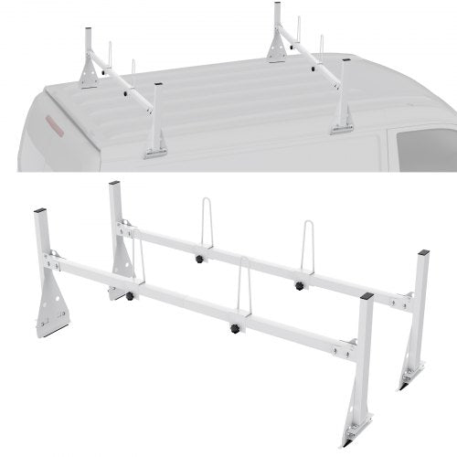 Trailer Ladder Rack, 59' Adjustable Roof Rack, 2 Crossbars Van Roof Ladder Rack, 600 lbs Capacity Steel Van Ladder Rack, Fit for Chevrolet Express 1500 2500 3500/ Ford E150 E250 E350/ GMC Savana