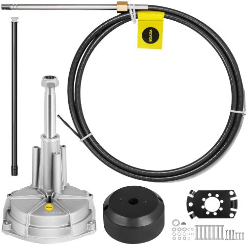 Boat Steering System, Outboard Steering Kit with Boat Steering Control Cable 14' Steering Cable Marine Steering System 3/4' Shaft